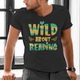 WILD ABOUT READING I Love Books Bookworm Library Day Men's V-Neck T-Shirt