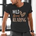 Wild About Reading Teacher Books Reader Lovers Leopard Zebra Men's V-Neck T-Shirt Wild About Reading Teacher Books Reader Lovers Leopard Zebra Men's V-Neck T-Shirt