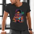 Woman Reading Book Lover Geometric Girl Afro History Men's V-Neck T-Shirt