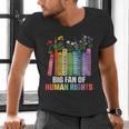 Women Floral Book Big Fan Of Human Rights Liberal Protest Men's V-Neck T-Shirt