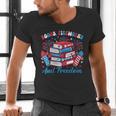 Women's Books Fireworks And Freedom Independence Day Book Lover Men's V-Neck T-Shirt Women's Books Fireworks And Freedom Independence Day Book Lover Men's V-Neck T-Shirt