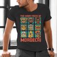 Women's DCC Many Faces Of Mordecai Grid Gamer Series Book Men's V-Neck T-Shirt Women's DCC Many Faces Of Mordecai Grid Gamer Series Book Men's V-Neck T-Shirt