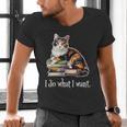 Womens Girls Books I Do What I Want Calico Cat Lover Men's V-Neck T-Shirt