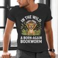 Women's Wild About Reading Book Reader Lion Zoo Animals Kids Men's V-Neck T-Shirt