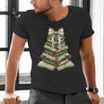 Xmas Tree Books Merry Christmas Coquette Bow Teacher Holiday Men's V-Neck T-Shirt Xmas Tree Books Merry Christmas Coquette Bow Teacher Holiday Men's V-Neck T-Shirt