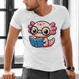 Adorable Book Lover Axolotl With Reading Glasses Cute Men's V-Neck T-Shirt