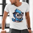 Adorable Book Lover Blue Jay With Reading Glasses Cute Raglan Baseball Tee Men's V-Neck T-Shirt
