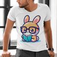 Adorable Book Lover Rabbit With Reading Glasses Cute Premium Men's V-Neck T-Shirt Adorable Book Lover Rabbit With Reading Glasses Cute Premium Men's V-Neck T-Shirt