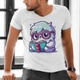 Adorable Book Lover Yeti With Reading Glasses Cute Men's V-Neck T-Shirt