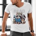 Animals Raccoon Reading Book Librarian Across America Kids Men's V-Neck T-Shirt