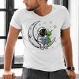 Astronaut Reading Book To Alien Moon Space Astronomy Men's V-Neck T-Shirt