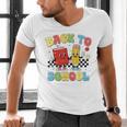 Back To School Checkered Book Pencil Groovy Teacher Student Men's V-Neck T-Shirt