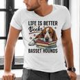 Basset Hound Dog Breed Life Is Better With Books And a For Men Women Girls Kids Men's V-Neck T-Shirt