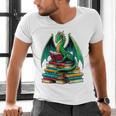Book Dragon Reading Books Men's V-Neck T-Shirt