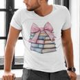 Book Lover Coquette Bow Pink Dainty Ribbon Cute Bookworm Men's V-Neck T-Shirt