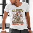 Book Lover Reading Bookish Floral Reading Powers Imagination Men's V-Neck T-Shirt Book Lover Reading Bookish Floral Reading Powers Imagination Men's V-Neck T-Shirt