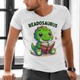Book Lover Reading Dinosaur Readosaurus Library Men's V-Neck T-Shirt Book Lover Reading Dinosaur Readosaurus Library Men's V-Neck T-Shirt