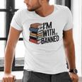 Book Lovers Im With The Banned Books For Reading Librarian Men's V-Neck T-Shirt Book Lovers Im With The Banned Books For Reading Librarian Men's V-Neck T-Shirt