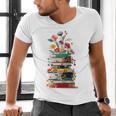Book Stack With Flowers Reading Lover Bookish Men's V-Neck T-Shirt