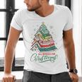 All Booked For Christmas Book Xmas Tree Lights Reading Girly Men's V-Neck T-Shirt