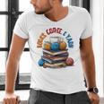 “Books Coffee & Yarn Enthusiast Cozy Reader Men's V-Neck T-Shirt