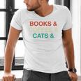 Books Coffee Cats Social Justice Men's V-Neck T-Shirt Books Coffee Cats Social Justice Men's V-Neck T-Shirt