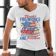 Books Fireworks And Freedom 4th Of July Book Lover Men's V-Neck T-Shirt