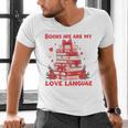 Books Are My Love Language Valentine Book Reading Teacher Men's V-Neck T-Shirt Books Are My Love Language Valentine Book Reading Teacher Men's V-Neck T-Shirt