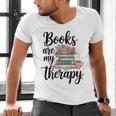 Books Are My Therapy Coffee Books Flowers Bookish Book Lover Men's V-Neck T-Shirt