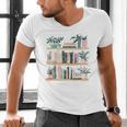 Bookshelves With Books & Plants Premium Men's V-Neck T-Shirt
