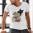 Cat And Books Flowers Reading Club Cat Lover Bookworm Men's V-Neck T-Shirt