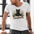 Cat Shirts For Women Book Lover Shirt Cute Cat And Book Premium Tri-Blend Men's V-Neck T-Shirt
