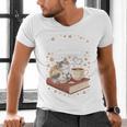 Coffee Cats & Books Cute Cat Book Lover Reading Men's V-Neck T-Shirt Coffee Cats & Books Cute Cat Book Lover Reading Men's V-Neck T-Shirt