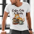 Coffee Cats And Books Lover For Women & Girls Coffee Men's V-Neck T-Shirt