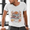 Cozy Autumn Books Fully Booked For Fall Books Pumpkin Men's V-Neck T-Shirt Cozy Autumn Books Fully Booked For Fall Books Pumpkin Men's V-Neck T-Shirt
