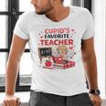 Cupid's Favorite Math Teacher Valentine Reading Book Women Men's V-Neck T-Shirt Cupid's Favorite Math Teacher Valentine Reading Book Women Men's V-Neck T-Shirt
