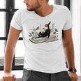 Cute Cat Flower Garden Book Kitty Reading Floral Men Women Girls Kids Men's V-Neck T-Shirt
