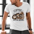 Cute Coffee Cats Books Lover Idea Women Men Kids Men's V-Neck T-Shirt