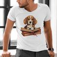 Cute Dog Beagle Reading Book Men's V-Neck T-Shirt