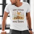 Cute Fox Stay Clever Read Books For Librarian Or Bookworm Men's V-Neck T-Shirt