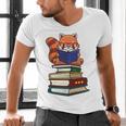 Cute Kawaii Kids Reading Books Glasses Red Panda Lover Men's V-Neck T-Shirt Cute Kawaii Kids Reading Books Glasses Red Panda Lover Men's V-Neck T-Shirt