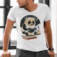 Cute Panda Reading Book Under Moon Bookworm Coffee Lover Men's V-Neck T-Shirt