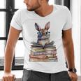 Cute Reading Bunny With Glasses Books Bookworm Reader Book Premium Tri-Blend Men's V-Neck T-Shirt