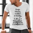 Dogs Plants Coffee Books Book Lover Dog Lover Reading Men's V-Neck T-Shirt