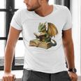 Dragon Bookworm Reading Book Graphic Men's V-Neck T-Shirt Dragon Bookworm Reading Book Graphic Men's V-Neck T-Shirt