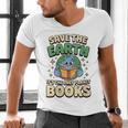 Earth Day Save Earth It´s Only Planet With Books Reader Men's V-Neck T-Shirt Earth Day Save Earth It´s Only Planet With Books Reader Men's V-Neck T-Shirt