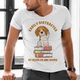 Easily Distracted By Beagles And Books Beagle Dog Men's V-Neck T-Shirt Easily Distracted By Beagles And Books Beagle Dog Men's V-Neck T-Shirt