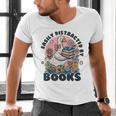Easily Distracted By Books Read Goose Lover Bookworm Reading Men's V-Neck T-Shirt
