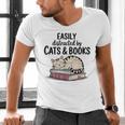 Easily Distracted By Cats And Books Cute Book Lover Men's V-Neck T-Shirt Easily Distracted By Cats And Books Cute Book Lover Men's V-Neck T-Shirt