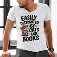 Easily Distracted By Cats And Books Lovers Reading Men's V-Neck T-Shirt